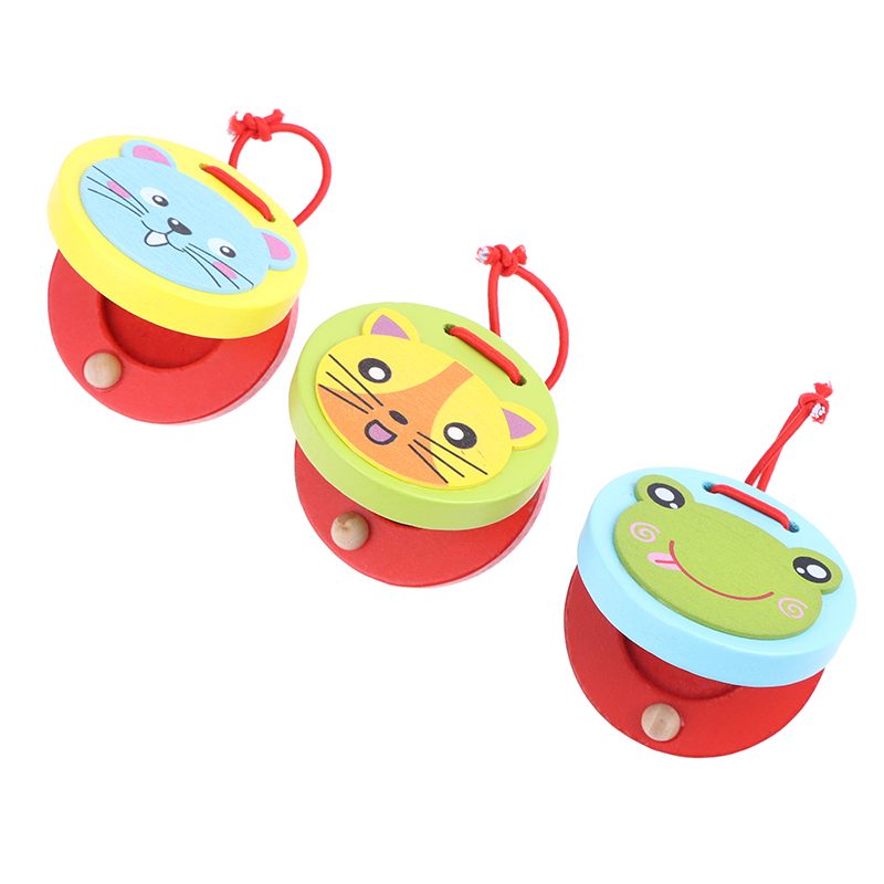 Musical Instrument Clapper - 1Pc new Kids Cartoon Wooden Crocodile/Round