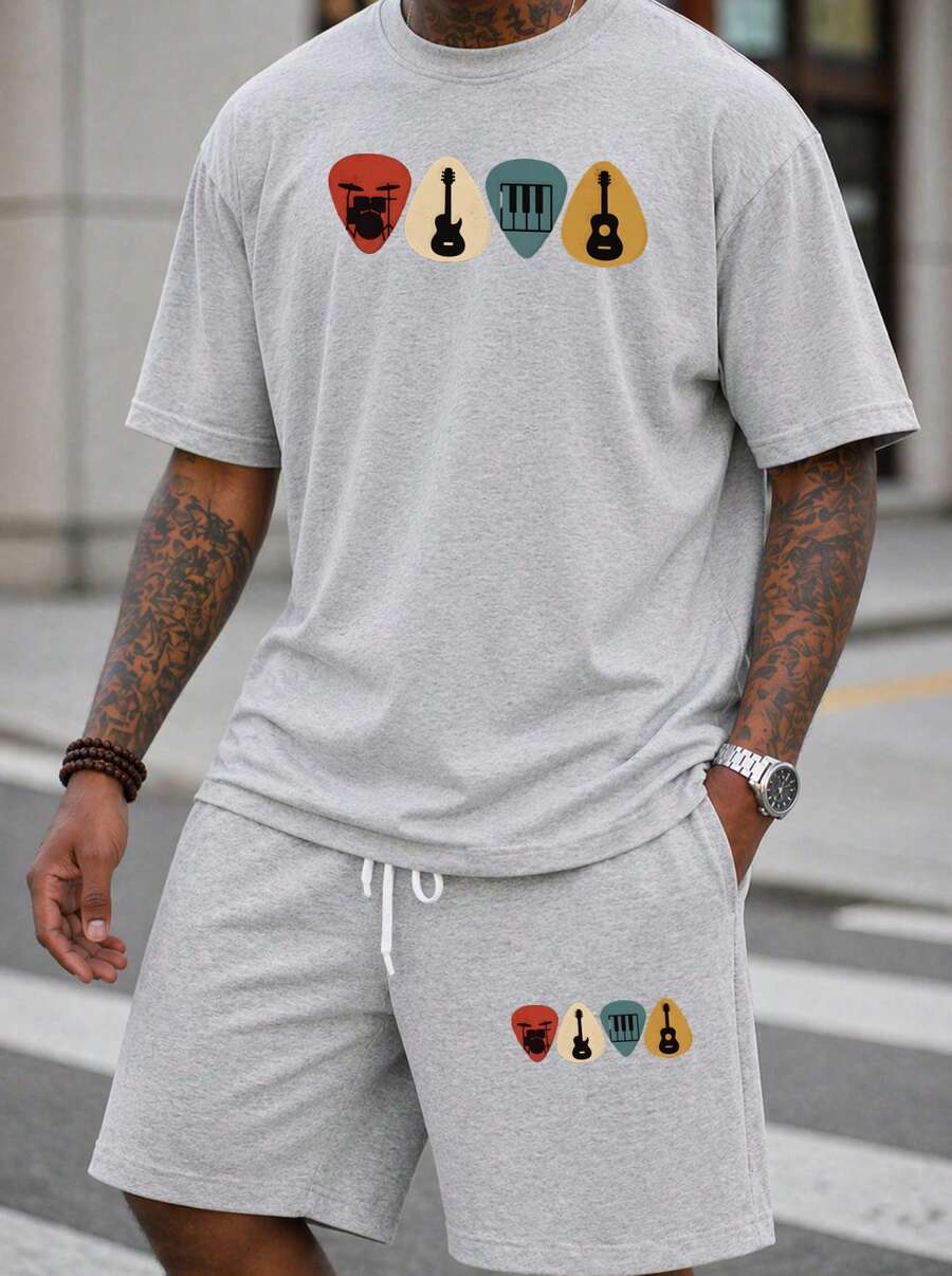 Men S 2 Piece Oversized T-Shir - Musical Instrument Of review and price
